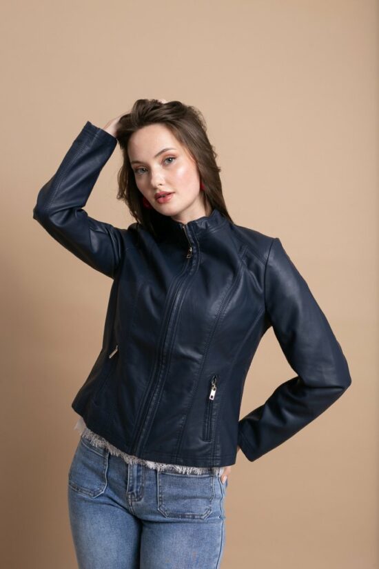 Open Fashion κοντό μπουφάν δερματίνη με φερμουάρ