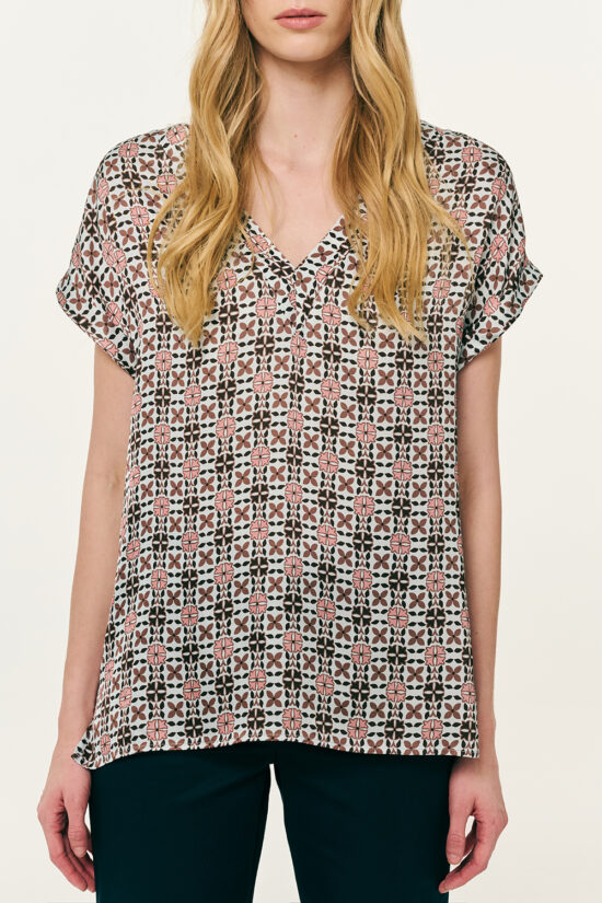 Forel μπλούζα βισκόζ “V” εμπριμέ