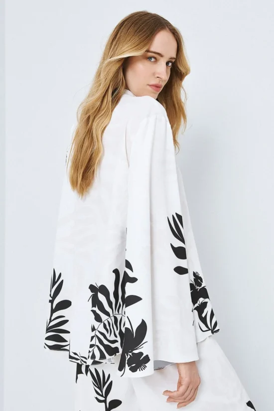 Access Fashion μπλούζα φλοράλ με άνοιγμα