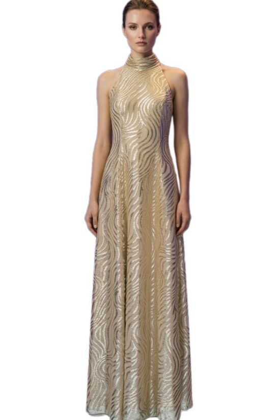Forel φόρεμα maxi με χρυσά σχέδια