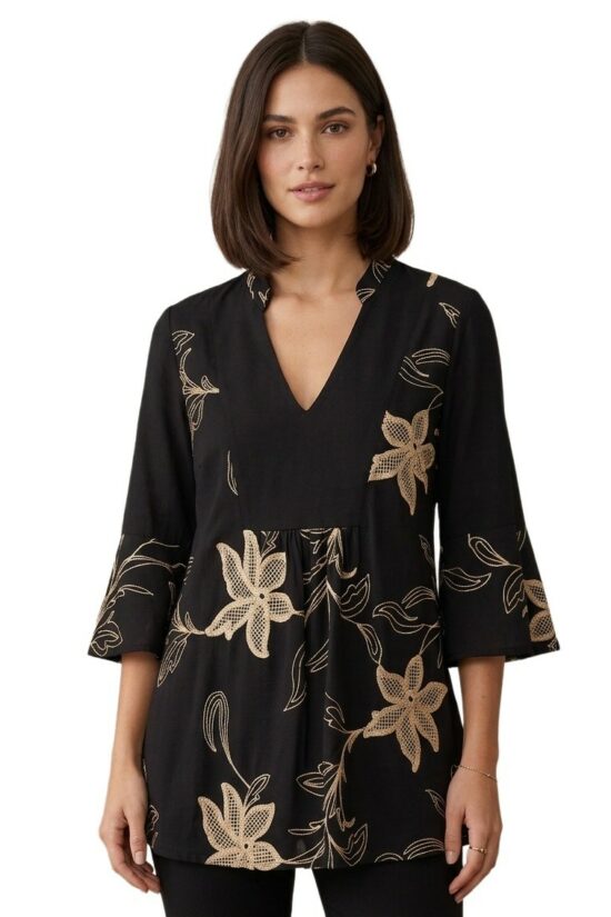 Open Fashion μπλούζα με χρυσό κέντημα