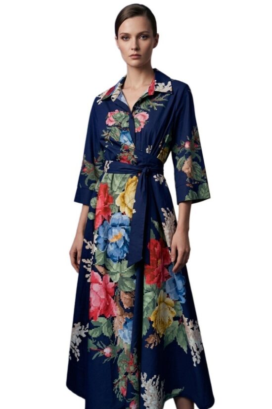 Φόρεμα midi κρουαζέ floral