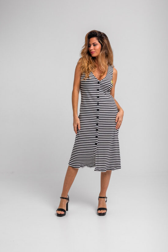 Lolina φόρεμα midi ριγέ