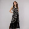 Open Fashion φόρεμα midi με χρυσά λαχούρια  κρόσσια