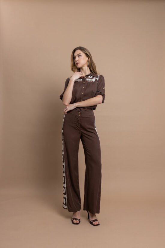 Open Fashion σετ με πουκάμισο & παντελόνι με διακοσμητικές λεπτομέρειες