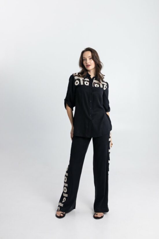 Open Fashion σετ με πουκάμισο & παντελόνι με διακοσμητικές λεπτομέρειες