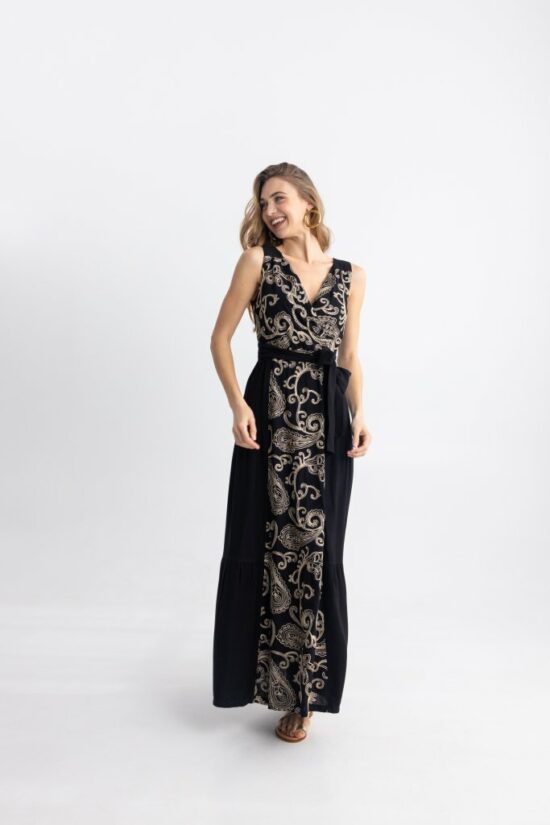 Open Fashion με χρυσό print και ζώνη