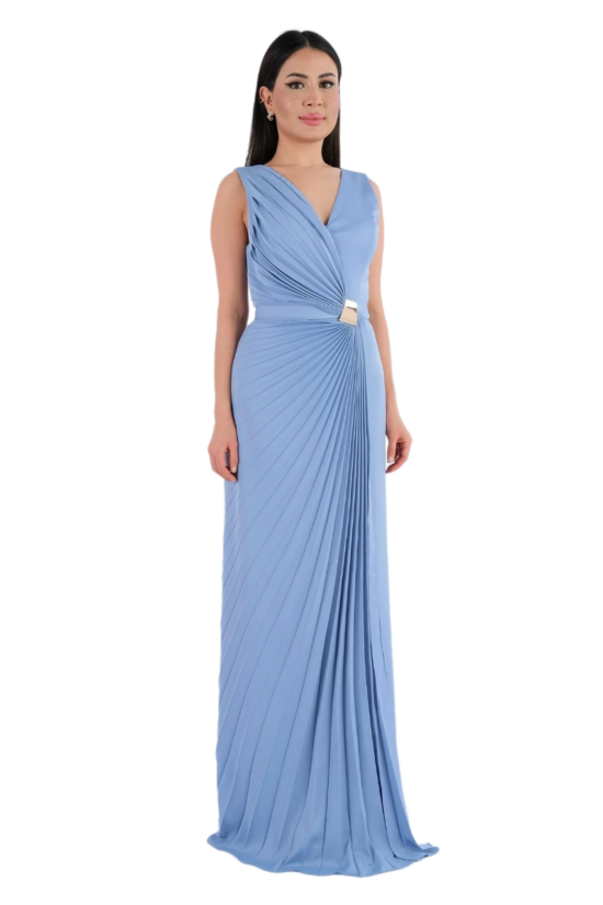 Φόρεμα maxi half πλισέ
