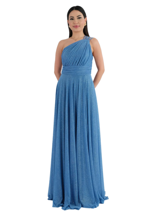 Φόρεμα maxi glitter one shoulder