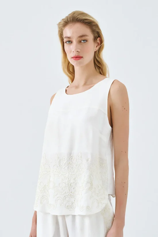 Access Fashion τοπ αμάνικο με κεντήματα