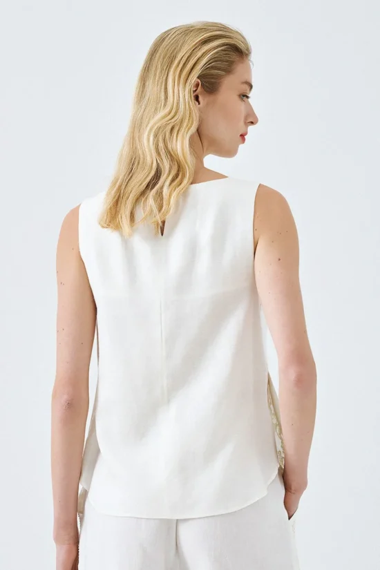 Access Fashion τοπ αμάνικο με κεντήματα