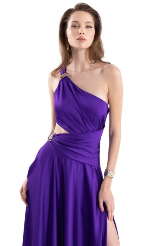 Φόρεμα maxi satin ένας ώμος