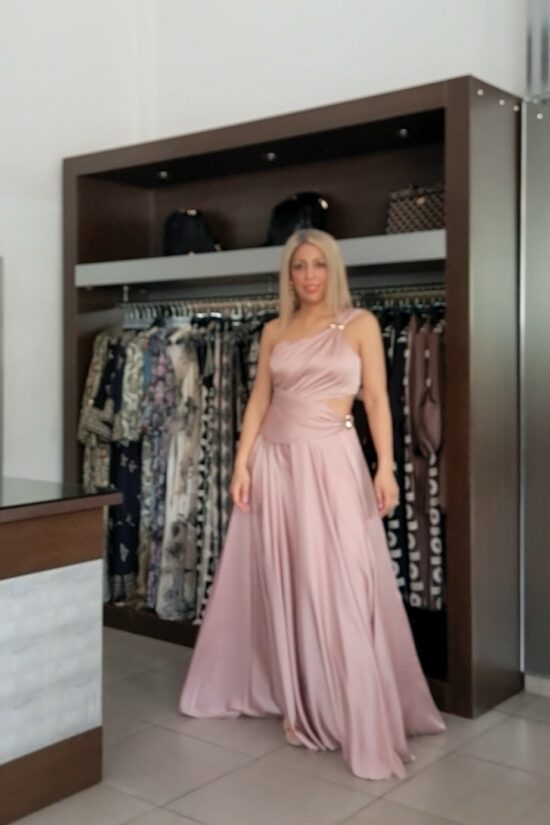 Φόρεμα maxi satin ένας ώμος
