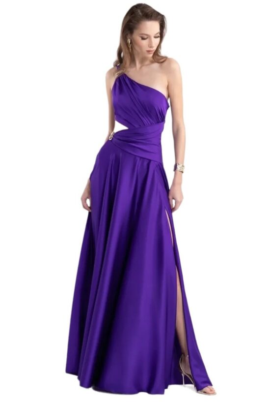 Φόρεμα maxi satin ένας ώμος