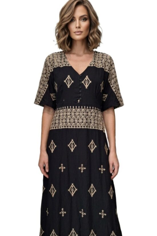 Open Fashion φόρεμα maxi με κέντημα και boho λεπτομέρειες