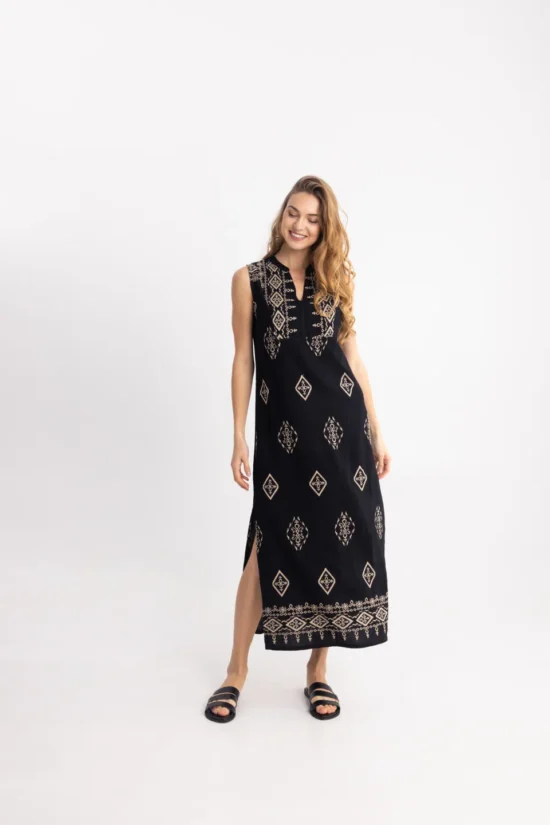 Open Fashion αμάνικο φόρεμα με ethnic κέντημα Γυναικεία ρούχα Forel Access Fashion Open Fashion Derpouli | Prive Fashion Boutique Open Fashion αμάνικο φόρεμα με ethnic κέντημα