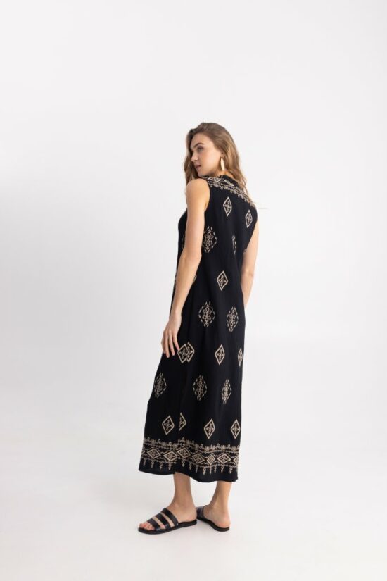 Open Fashion αμάνικο φόρεμα με ethnic κέντημα