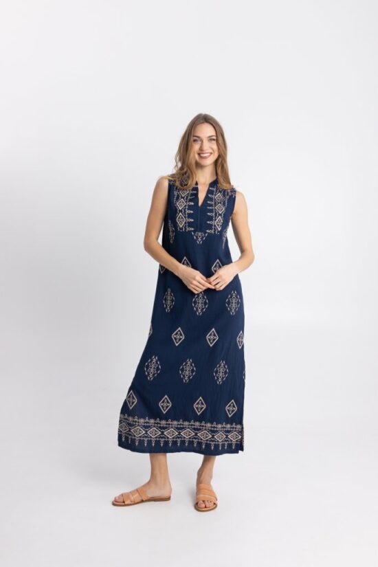 Open Fashion αμάνικο φόρεμα με ethnic κέντημα