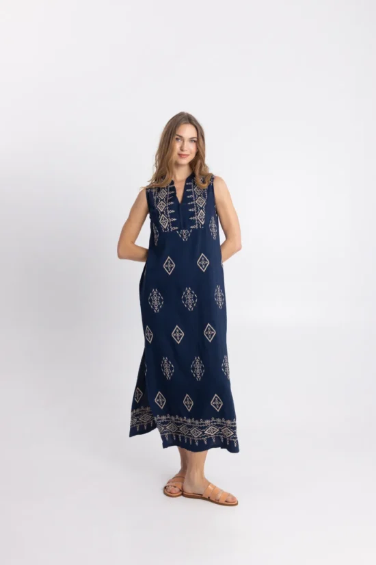 Open Fashion αμάνικο φόρεμα με ethnic κέντημα