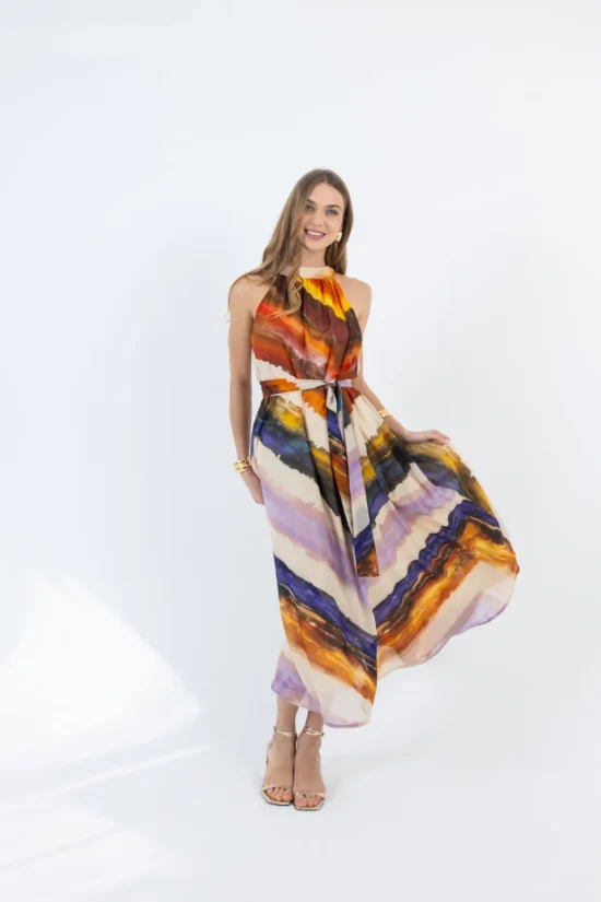 Open Fashion φόρεμα maxi με πολύχρωμο γεωμετρικό σχέδιο