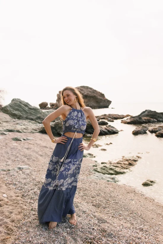 Open Fashion φόρεμα maxi ριγέ με λαχούρια CutOut λεπτομέρεια Γυναικεία ρούχα Forel Access Fashion Open Fashion Derpouli | Prive Fashion Boutique Open Fashion φόρεμα maxi ριγέ με λαχούρια Cut Out λεπτομέρεια