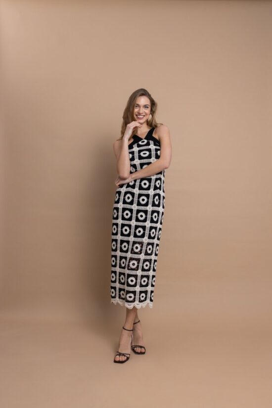 Open Fashion midi φόρεμα κέντημα