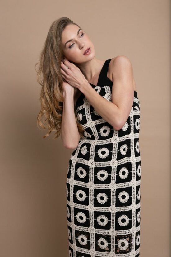 Open Fashion midi φόρεμα κέντημα