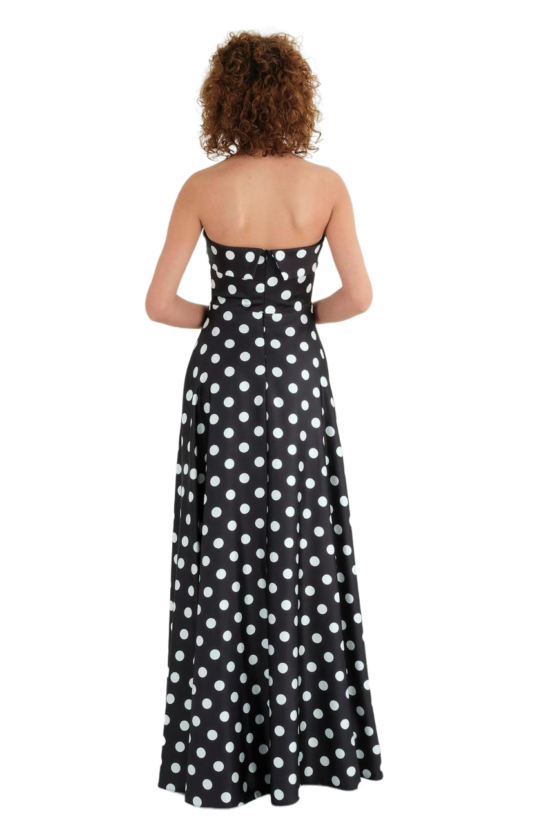 Φόρεμα maxi strapless πουά