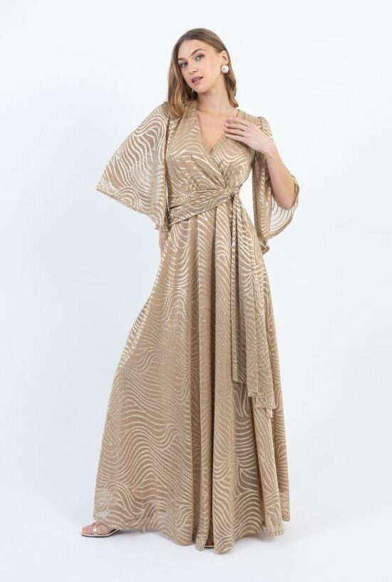 Open Fashion φόρεμα maxi με χρυσά σχέδια